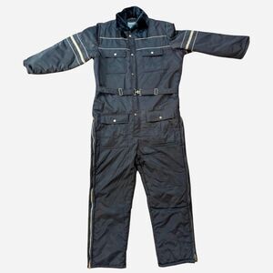Vintage Sears Men's Navy and Blue Ski Jumpsuit